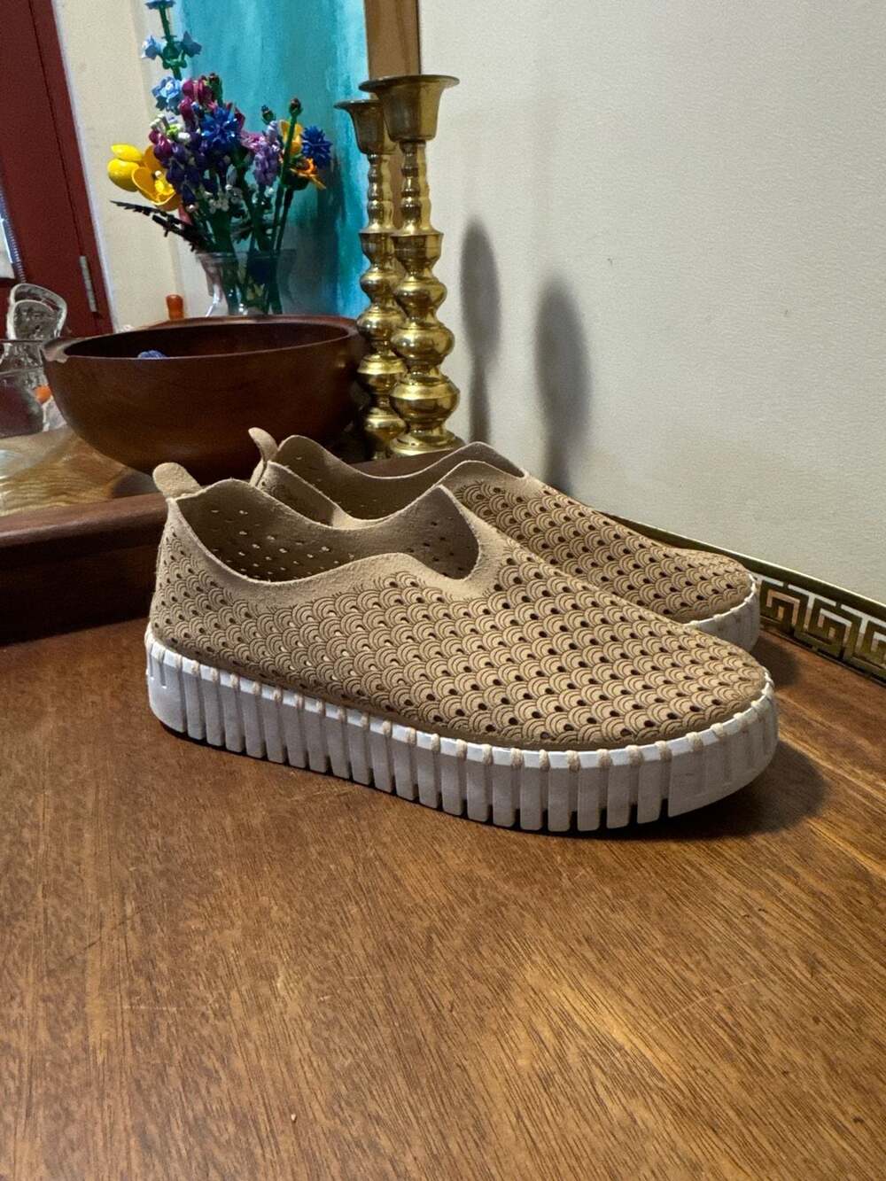 Ilse Jacobsen Tulip 139 Perforated Slip-On Shoes Tan Size 38